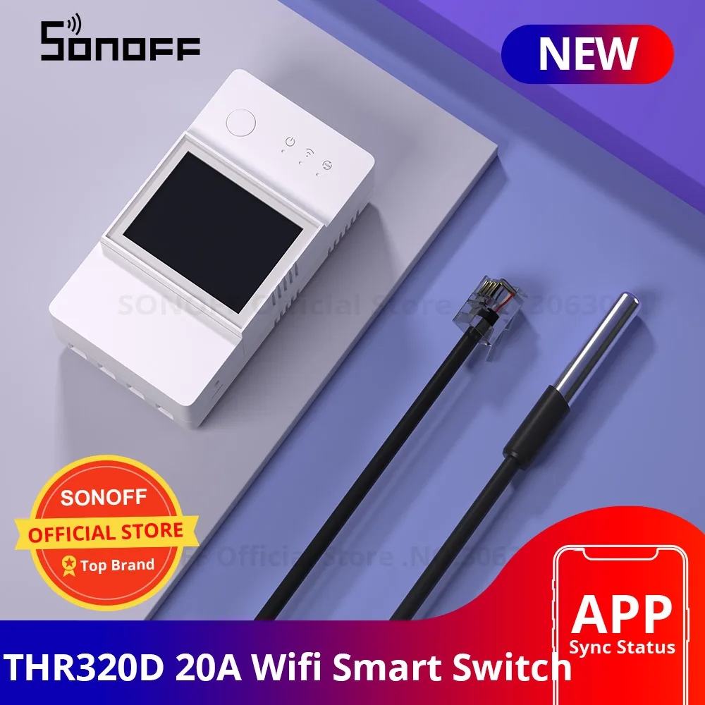 Sonoff THR320D 20A Wifi Smart Switch Support Temperature Monitor Sensor Humidity High Accuracy Sensor Works Alexa Google Home