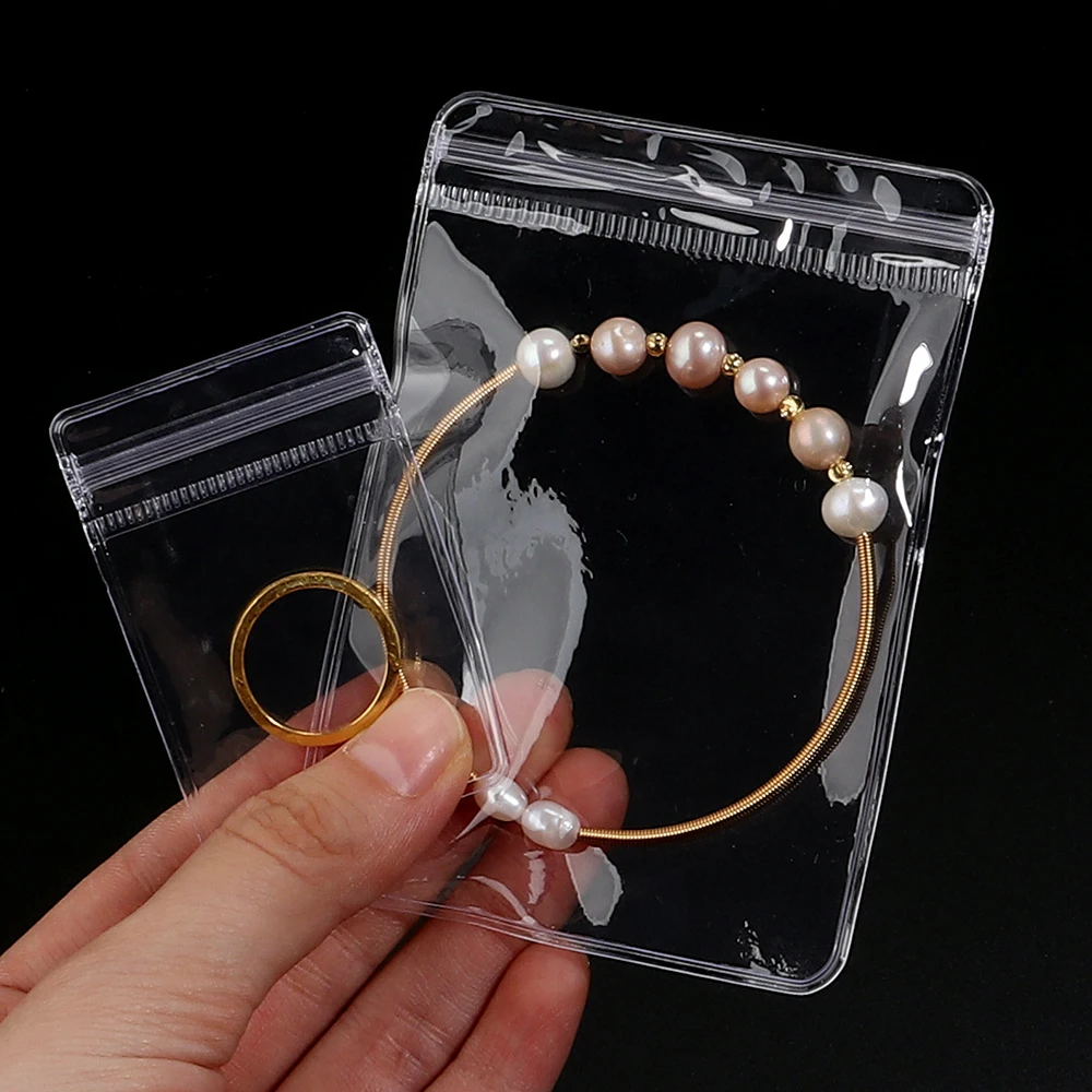20pcs/lot Transparent PVC Self Sealing Plastic Bags Clear Zip Lock Pouches Jewelry Earrings Pendant Packaging Storage Bags