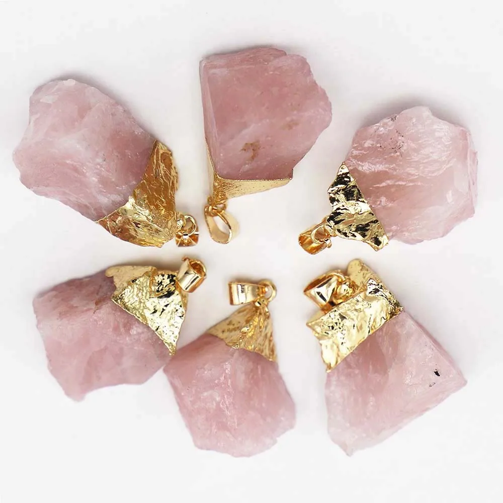 [Free Shipping]Natural Irregular Powder Crystal Pendant Raw Mine Phnom Penh Necklace Jewelry Gift Accessories Wholesale10Pcs/Lot