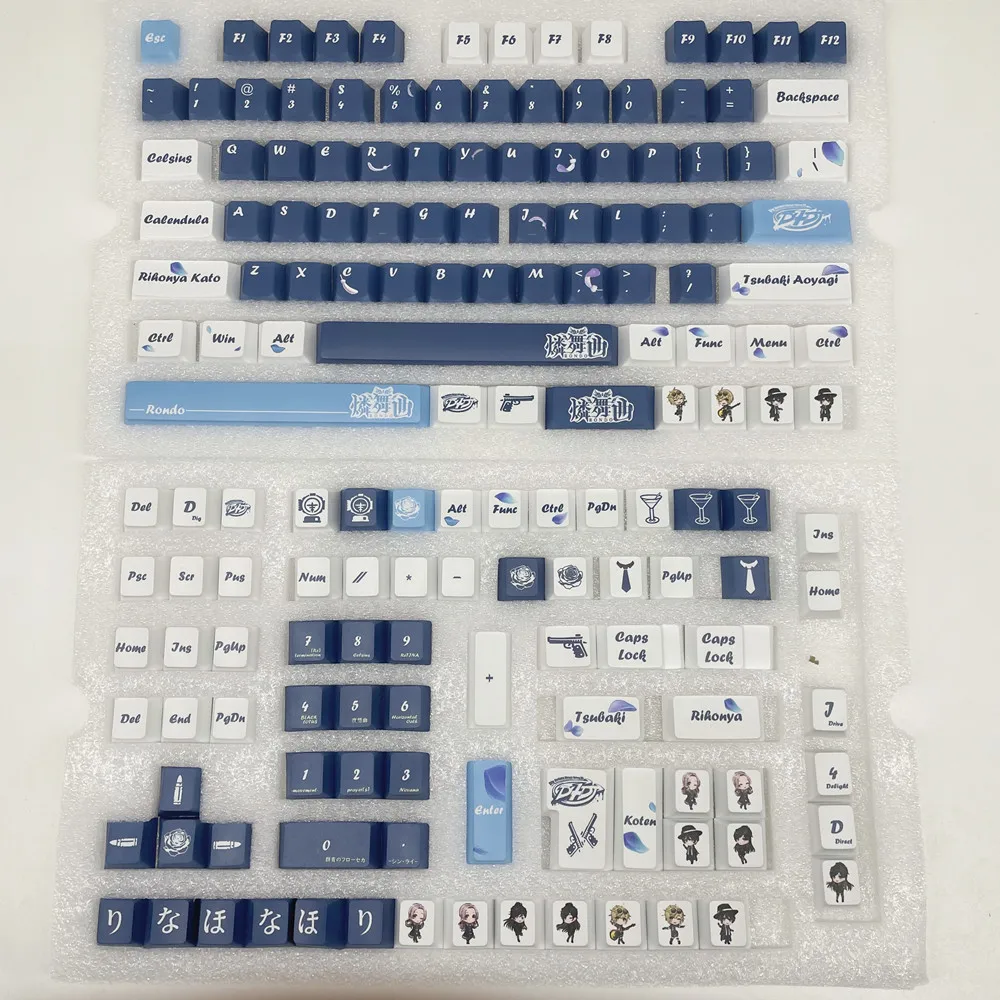 인디고 불릿 키캡 158 키 세트, DIY 커스텀 디자인, 체리 프로파일 염료, 서브 베드 ISO 입력, 60% 65% 75% 기계식 키보드