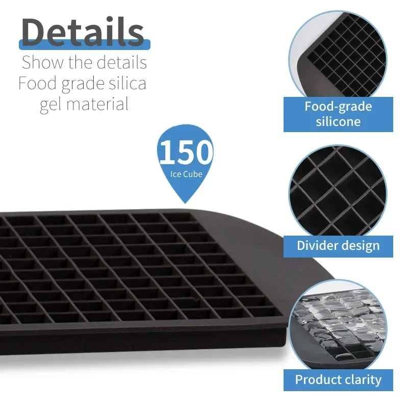 160 Grid Silicone Mini Ice Cube Tray Mold 1X1cm Fruit Cube Small Square Maker Kitchen Accessories