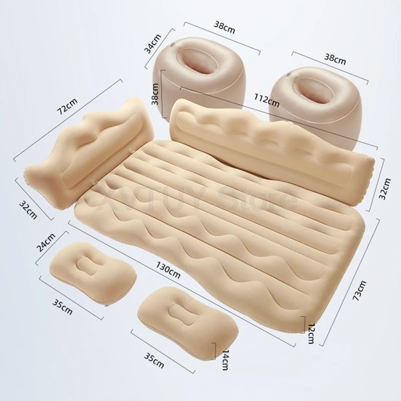 Portable Camping Mattress Car Air Inflatable Travel Bed Multi Functional Sofa Pillow Outdoor Sleeping Pad for Auto Back Seat 6