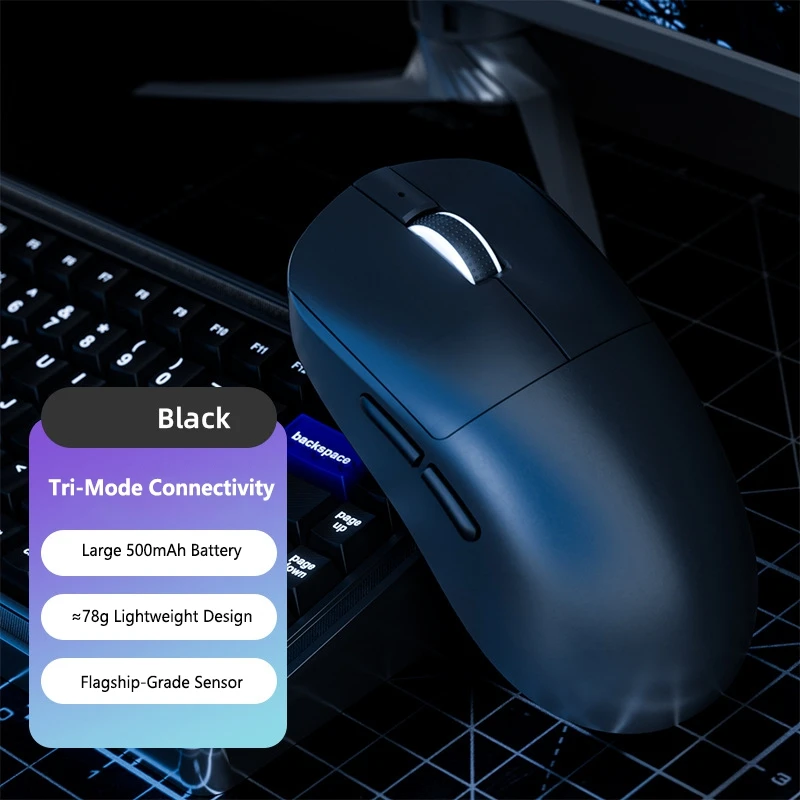 레노버 트라이 모드 무선 게이밍 마우스 6000DPI 인체공학적 RGB 충전식 블루투스 2.4G USB-C 유선 마우스 (PC, 노트북 게이머용)