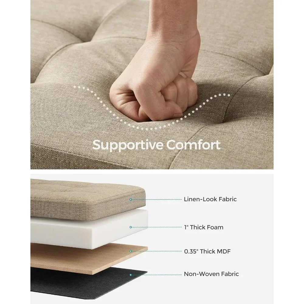 Portable Folding Benches Foot Rest Stool Light Taupe Furniture Storage Chest for Living Room Pouf Chair Home