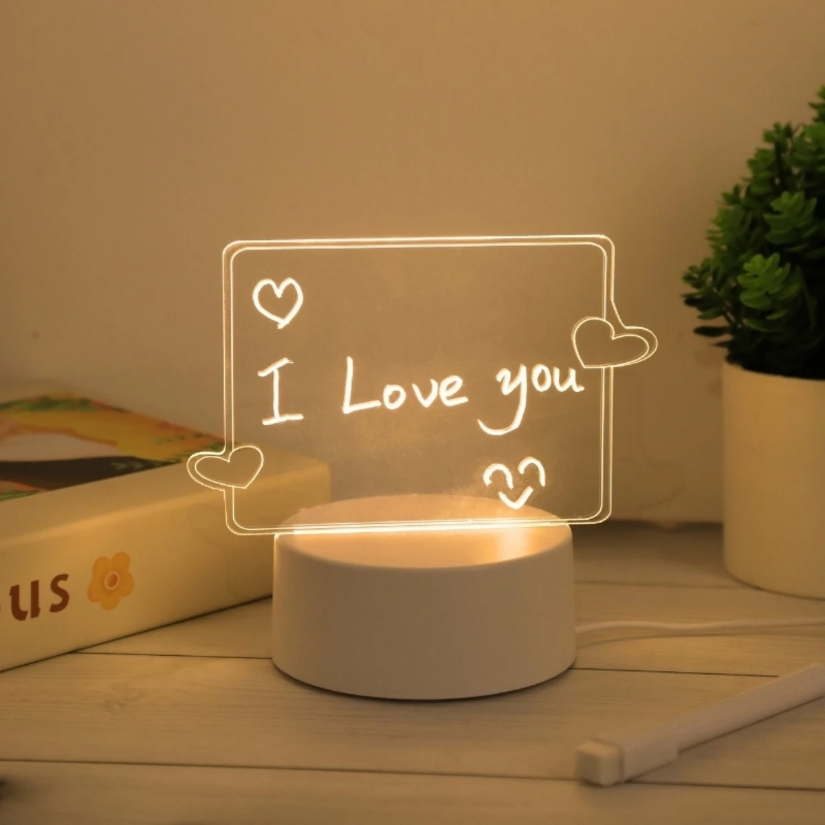 창의적인 3D 나이트 라이트, 지울 수 있는 사랑의 나이트 라이트 (펜 포함), USB 메시지 나이트 라이트, 생일 선물, 침실, 거실, 서재용