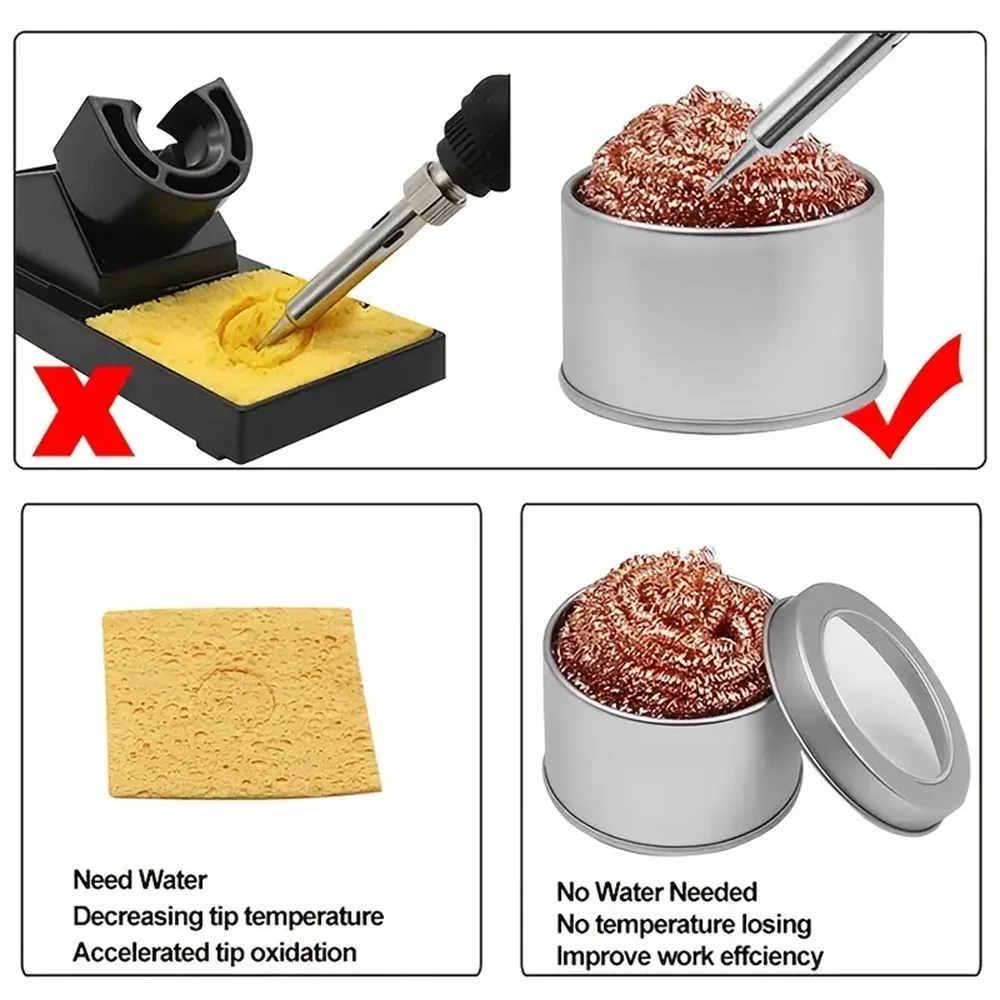 Soldering Iron Tip Cleaner Non-Slip Solder Tip Cleaning Wire Ball Tin Remove Cleaning Soldering Irons Tips soldering iron tip cleaner