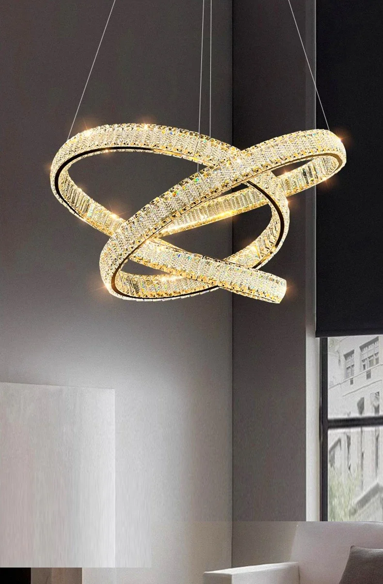Description Picture 6 of itemContemporary Originality Pendant Lamps Simple Metallic Luster Light Luxury Crystal Chandelier Restaurant Villa Foyer Art Decor