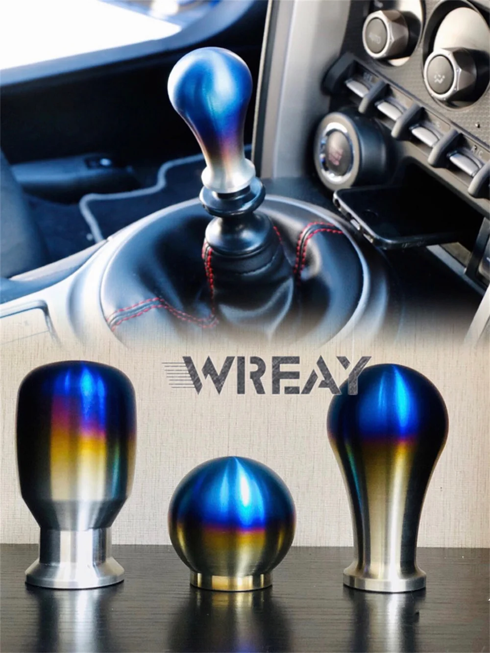 3 styles Universal Car Burnt Blue Burned Blue Aluminum Gear Shift Knob