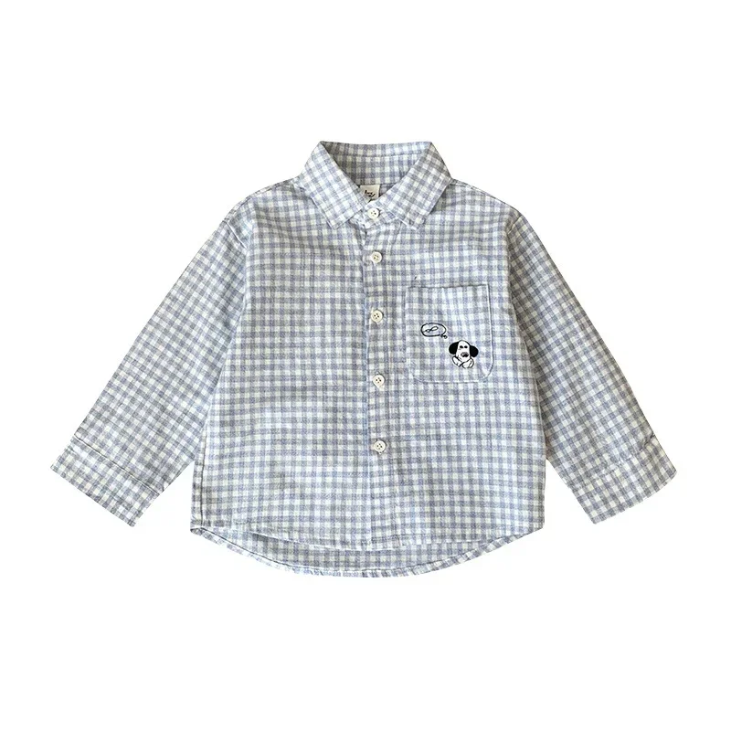 Casual Plaid Shirt for Baby Boys Spring Autumn Versatile Children's Clothing Korean Style Small Toddler Kids' Checkered Top