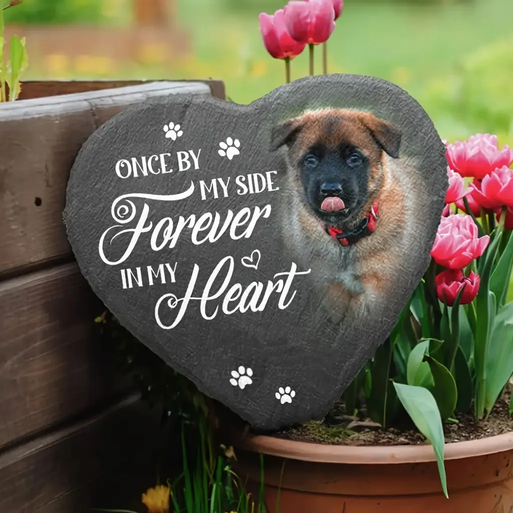 Pet Memorial Stones Pet Grave Dog Gifts for Loss Memorial Garden Stone Engraved with Photo Tombstone