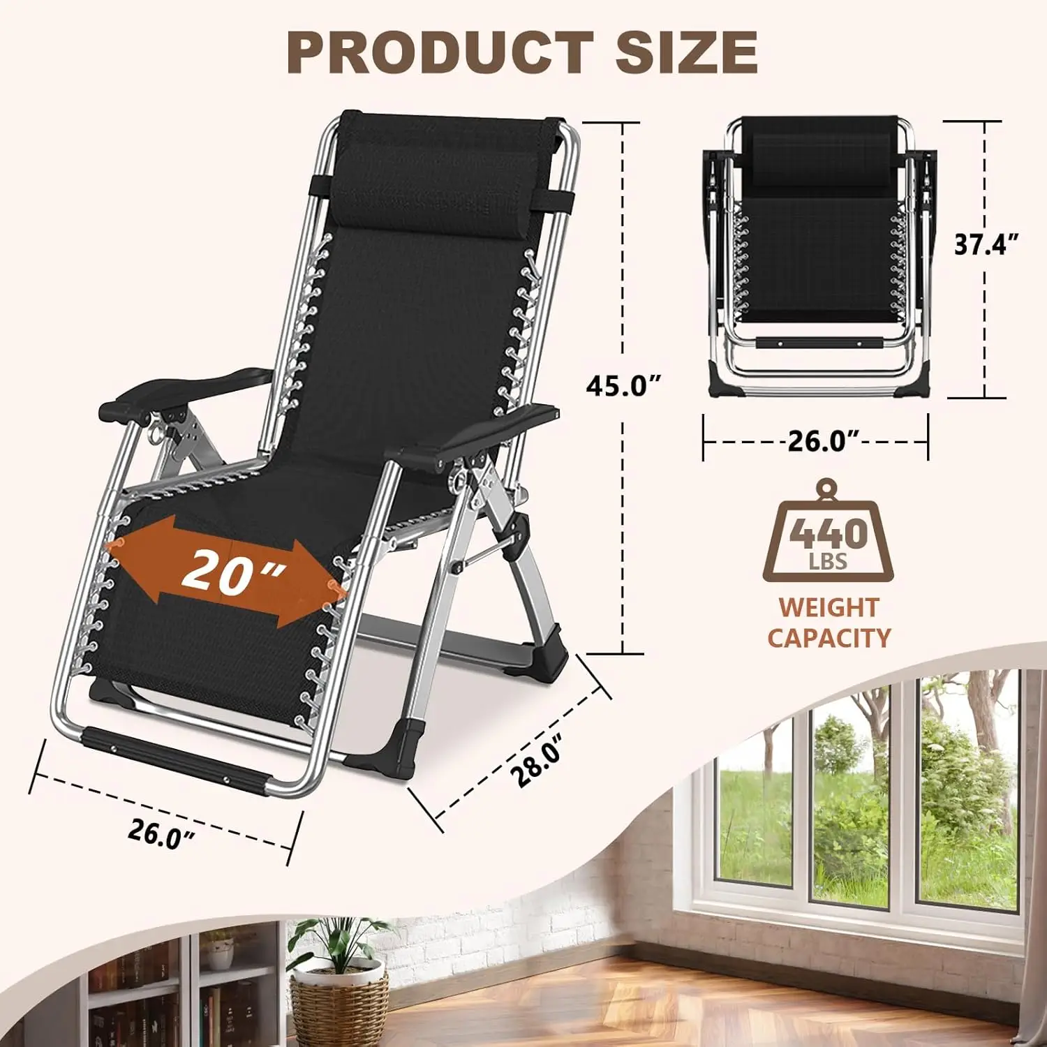 Comfy Chair, Folding Chair Recliner Chair for Bedroom and Living Room, Folding Reclining Patio Chairs Lounge Chair
