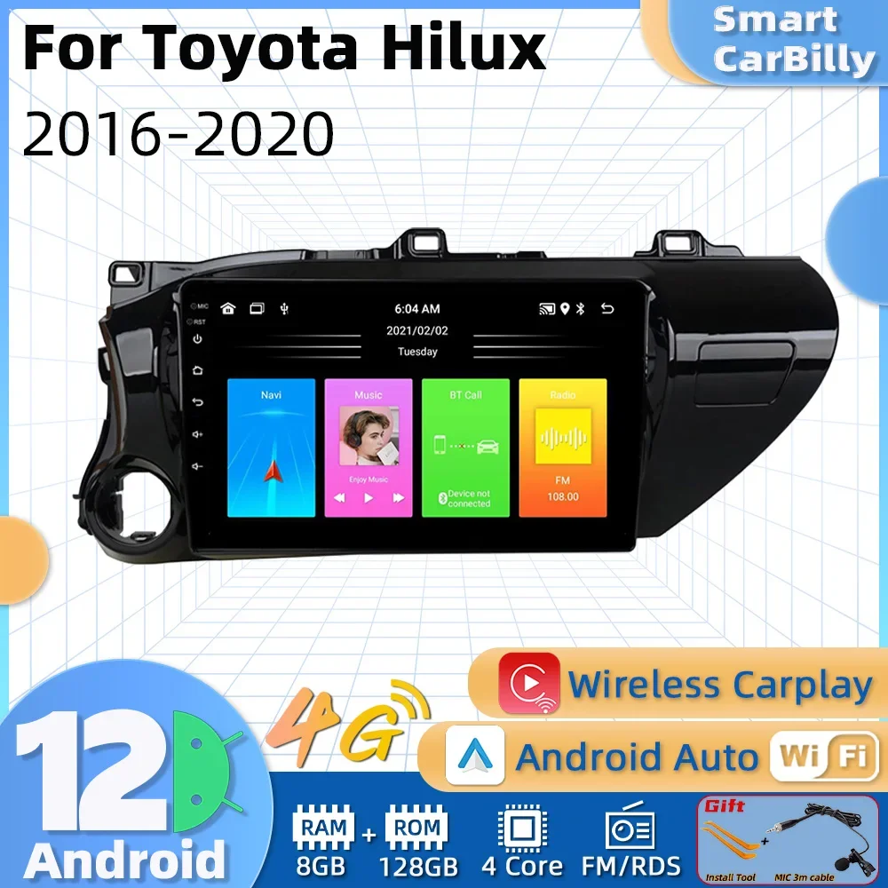 

Автомагнитола 2 Din Android для Toyota Hilux 2016-2020, автомобильный стерео Мультимедийный плеер с GPS-навигацией, головное устройство, Авторадио