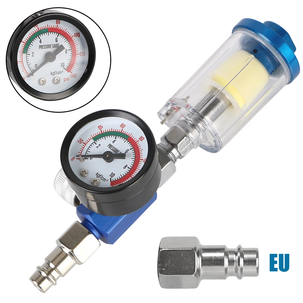 

Pneumatic Tools For Airbrush Spray Gun Air Regulator Gauge 1/4" Thread Oil-Water Separator Filter EU Adapter