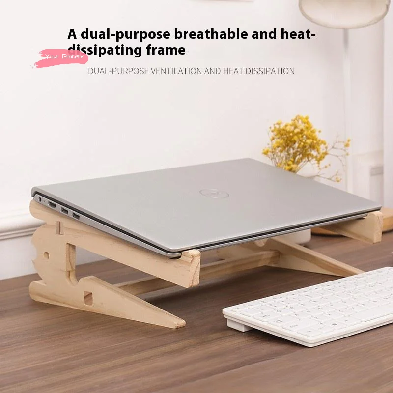 Y-1Pcs 나무 노트북 스탠드 노트북 냉각 브래킷 강화 지지대용 조립식 랩데스크 라이저