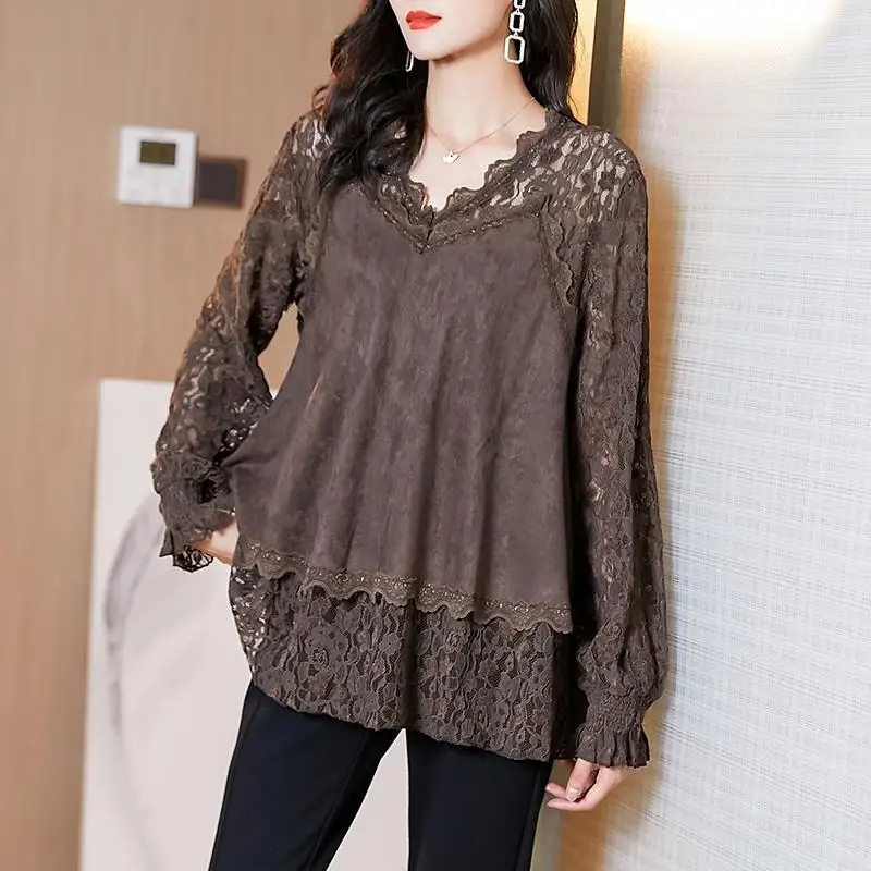 

Women Shirts and Blouses 2022 Feminine Blouse Top Long Sleeve Casual White V-neck Style Women Loose Blouses Casual Cloths Tops