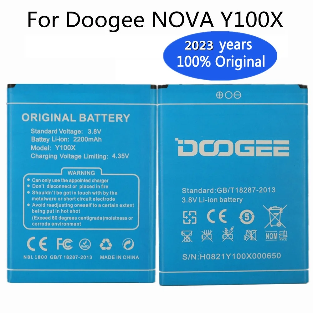 

2023 год, новинка, 2 шт., оригинальный аккумулятор Y100X Для Doogee NOVA, Y100X, 2200 мАч, стандартная Высококачественная запасная батарея