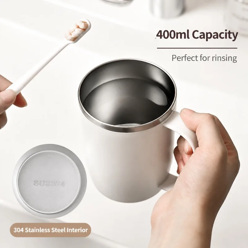 Magnetic Suction Wall-Mounted Holder 304 Stainless Steel, No Drilling With Handle, Bathroom Toothbrush Cup_voghion.com