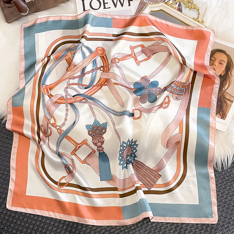 1pcs 70cm Women's Simulated Silk Square Scarf Fashionable and Versatile High-end Scarfs Bag Clothing Accessories Square Scarf 4