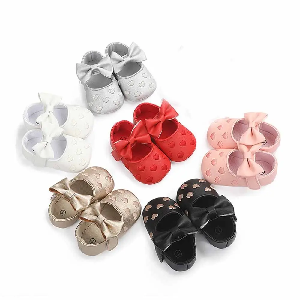 Non-slip Leather Baby Shoes Cute Appearance Soft Material Newborn First Walkers Love Bow Breathable Toddler Shoes First Steps