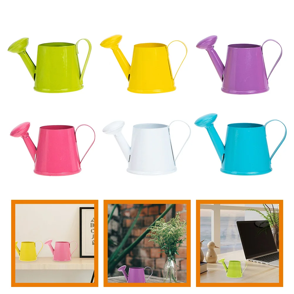 

6 Pcs Mini Watering Can Indoor Cans for Kids Iron Sheet Outdoor Plants Containers Jug Child Flower Pot Decorations