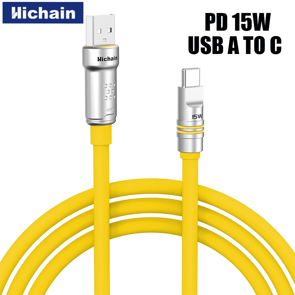 Hichain PD15W USB A To C Fast Charging Cable Liquid Silicone Soft Cable For Samsung For Xiaomi For Huawei 1.2M/2M Phone Cable