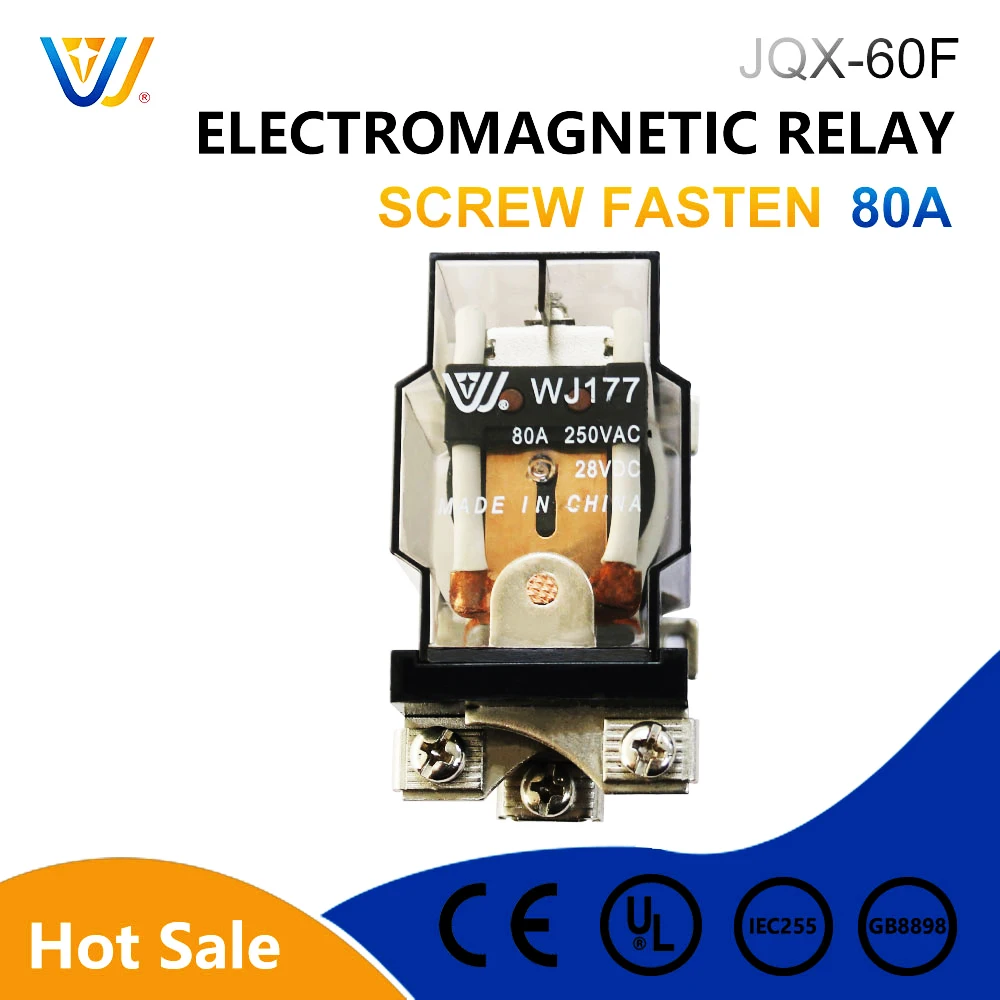

WJ177-80A 1pc JQX-60F 1Z 80A высокомощное электромагнитное реле DC24V AC220V AC250V