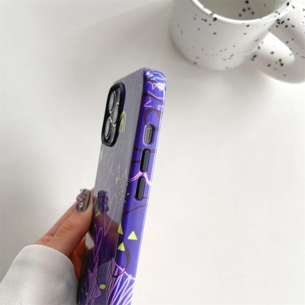 Purple Graffiti Magnetic Two-in-One Film Protective Case for iPhone