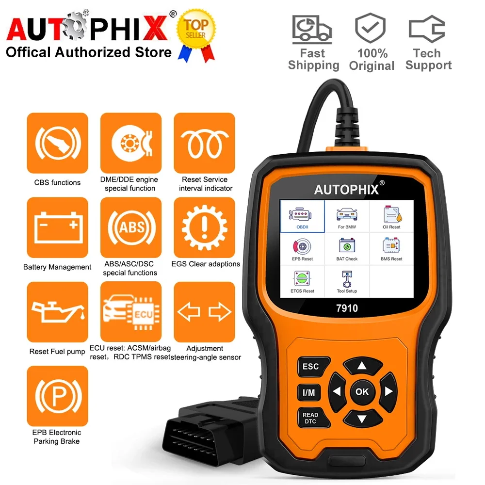 

Диагностический инструмент Autophix 7910 OBD2 для BMW, TPMS, Сброс аккумулятора масляной подушки безопасности, Автомобильный сканер, все системы, диагностические инструменты для Rolls Royce