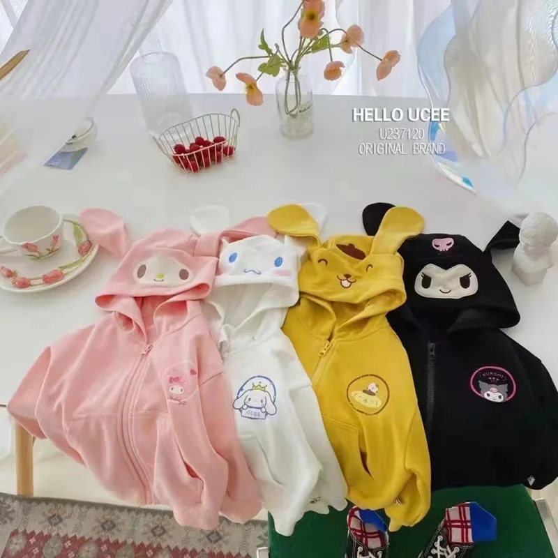 

Sanrio Kuromi My Melody Cinnamoroll Cute Cartoon Child Hooded Hoodie Girl Child Zipper Long Sleeve Coat Jacket Festival Gift