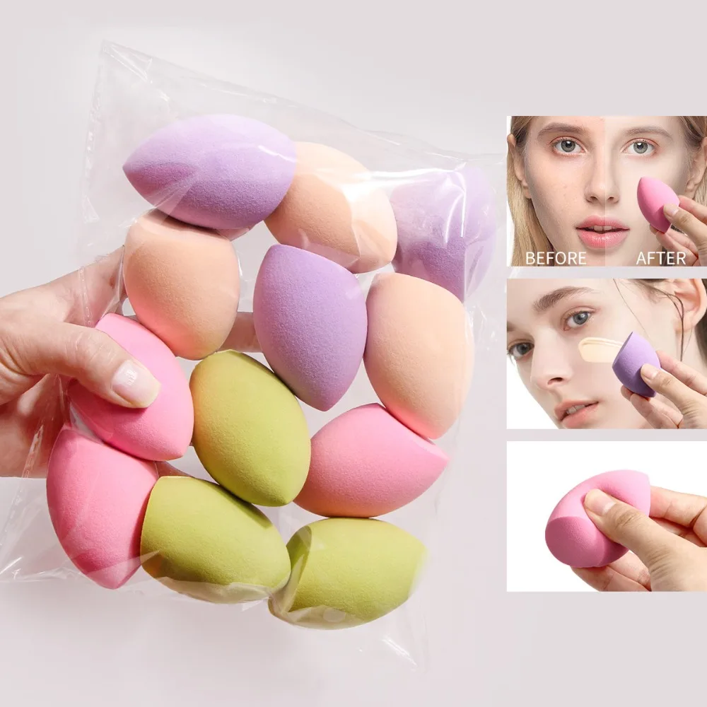 

12Pcs Multicolor Makeup Sponge Blender Beauty Egg Cosmetic Puff Soft Foundation Sponges Powder Puffs Women Make Up Accessories