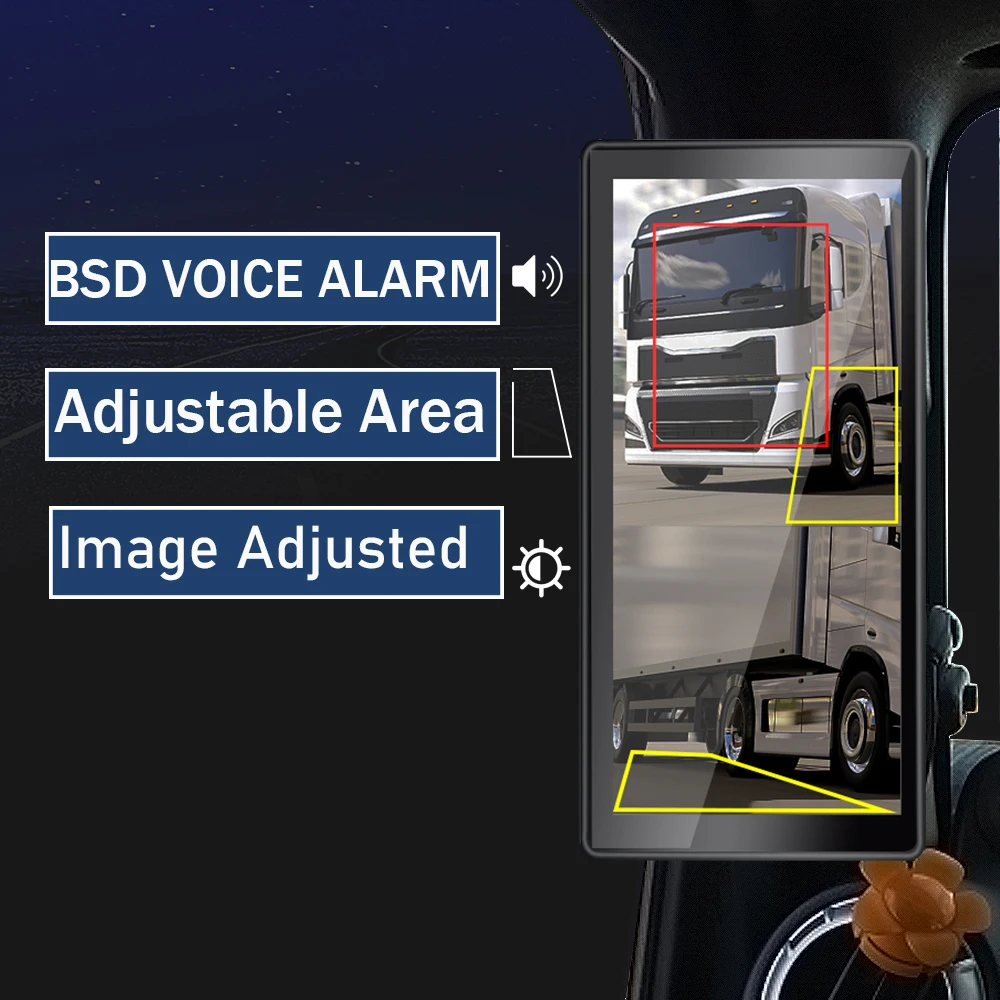 AHD BSD 자동차 측면 보기 수직 모니터 DVR 터치 스크린 루프 녹화 디스플레이, 트럭 버스 미러용, 10.36 인치