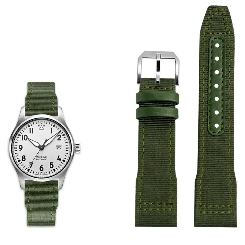 Cinturino In Pelle Di Nylon Pcavo 20Mm 21Mm 22Mm Adatto Per Iwc Le Petit Prince Big Pilot Top Gun Iw3777 Cinturino Per Orologio In Tela Sportiva Nera