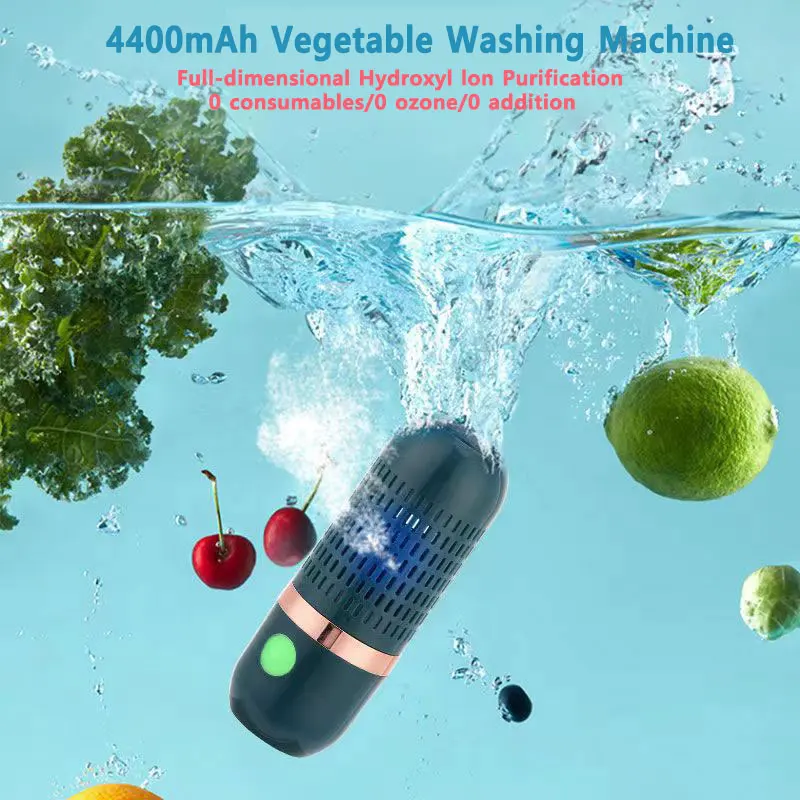 Protable Ultrasonic Fruit Vegetable Washing Machine Capsule Wireless Food Clean Suitable Outdoor Picnic Food Pesticide Purifier vegetable fruit cleaner,vegetable cleaner