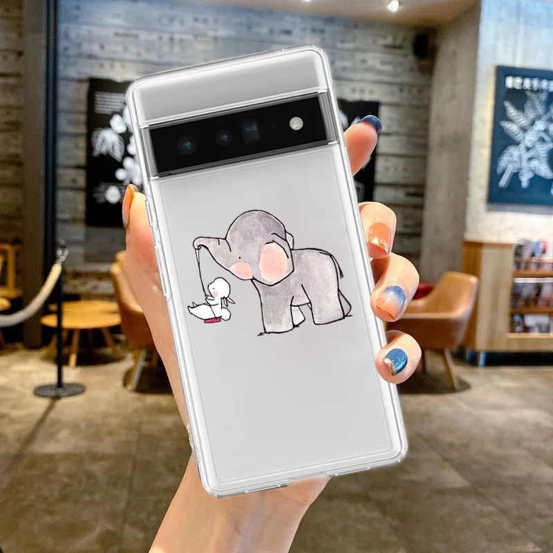 Charming Couple Style Cartoon Silicone Phone Case - Soft TPU Clear Cover