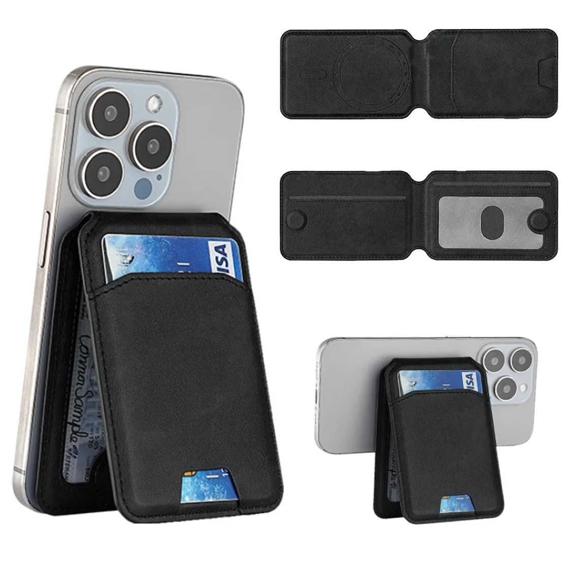 Pu Leather Cell Phone Case Card Pocket Cardholder Magnetic Card Wallet ...