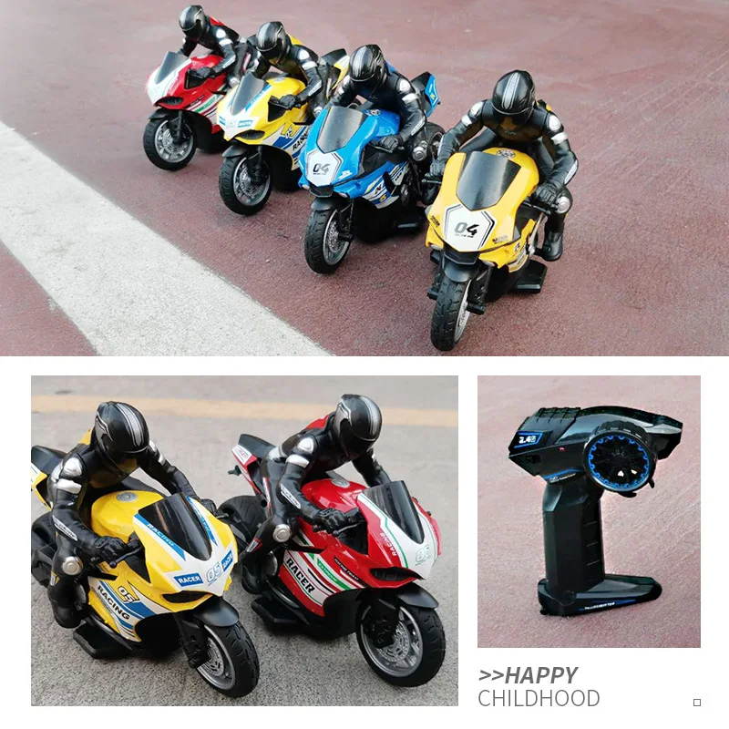 Rc Motorcycle 1 10 2.4G 4Ch Electric Drift Motorcycle for Children Remote Control Car Electric Model Toys for Boys Kids Gift
