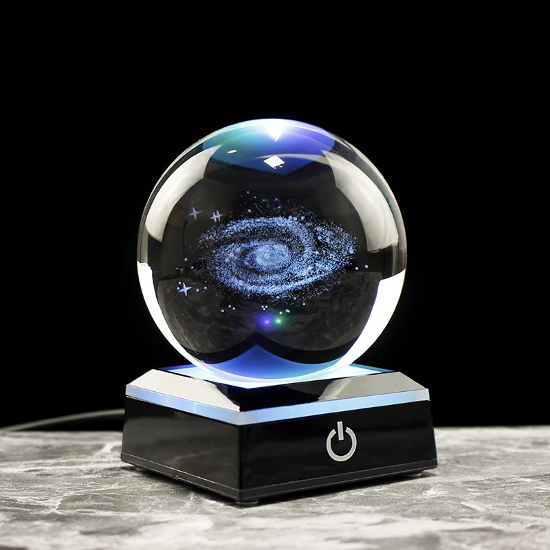 

3D Galactic Crystal Ball Solar System Moon Saturn Mars Planets Model Astronomy Souvenir Birthday Gifts Home Decoration Ornament