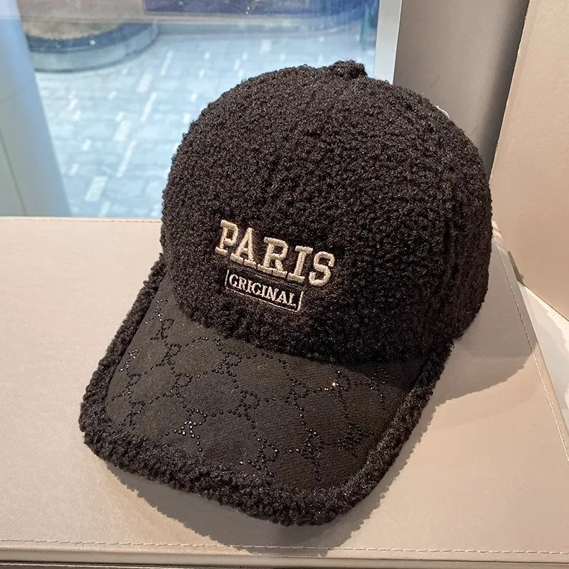 Men's and Women's Fashion Trend Baseball Cap Lamb's Wool Warm Hot Drilling Duck Tongue Cap Outdoor Street Rebound baseball caps baseball cap