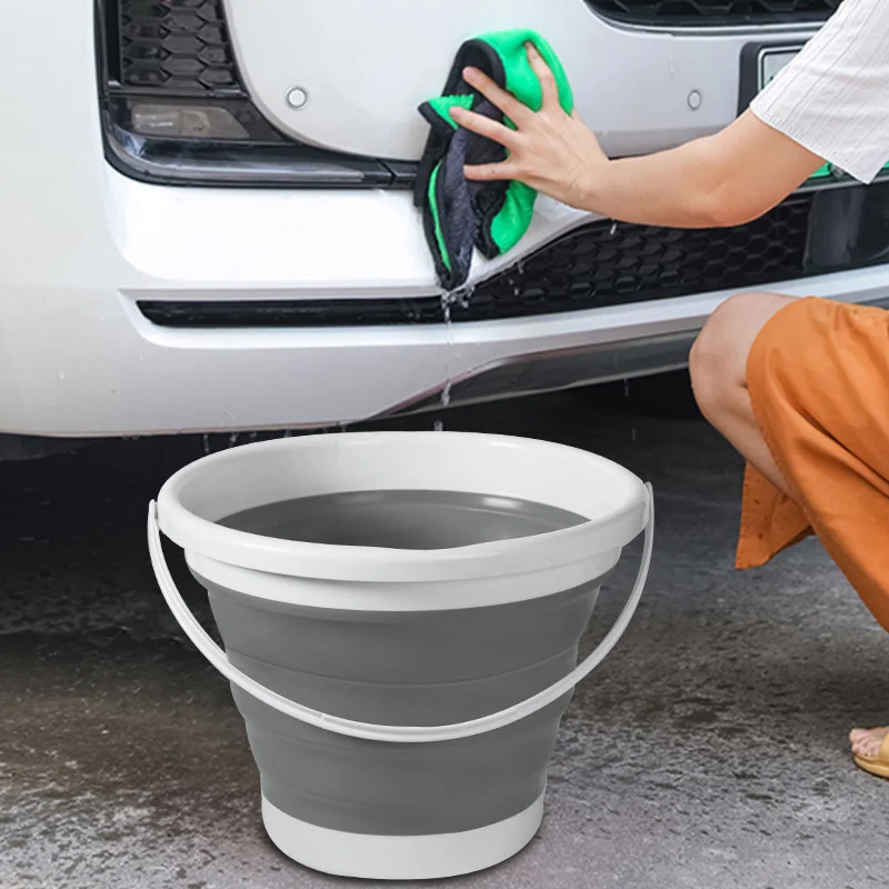 5/10L Folding Bucket Lightweight Wash Bucket for Outdoor Car Wash (Blue 10L)