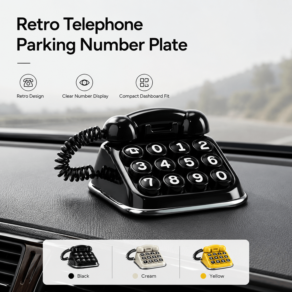 Creative Car Relocation Phone Number Plate Vintage Temporary Parking Telephone Sign Decorative Car Interior Accessory Gift