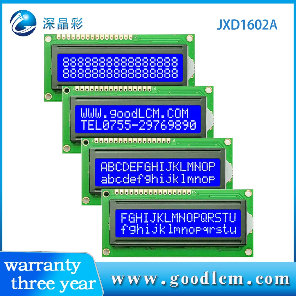 1602a 2x16 lcd display 16x02 i2c LCD module hd44780 drive Multiple mode colors are available 5.0V or 3.3V power STN  Blue