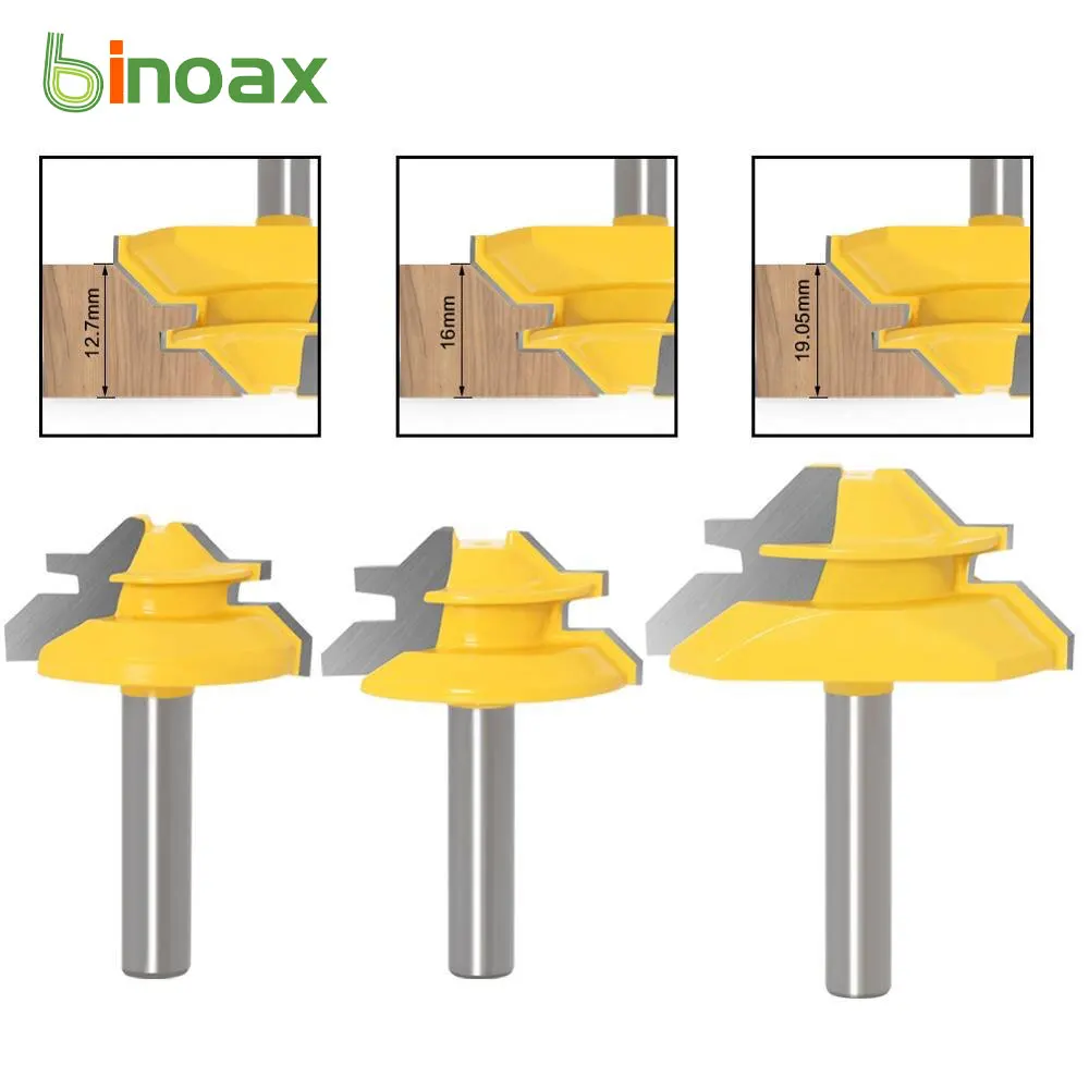 

Binoax 45 Degree Stock Lock Miter Router Bit Cnc Mill Woodworking Tools 8mm Shank