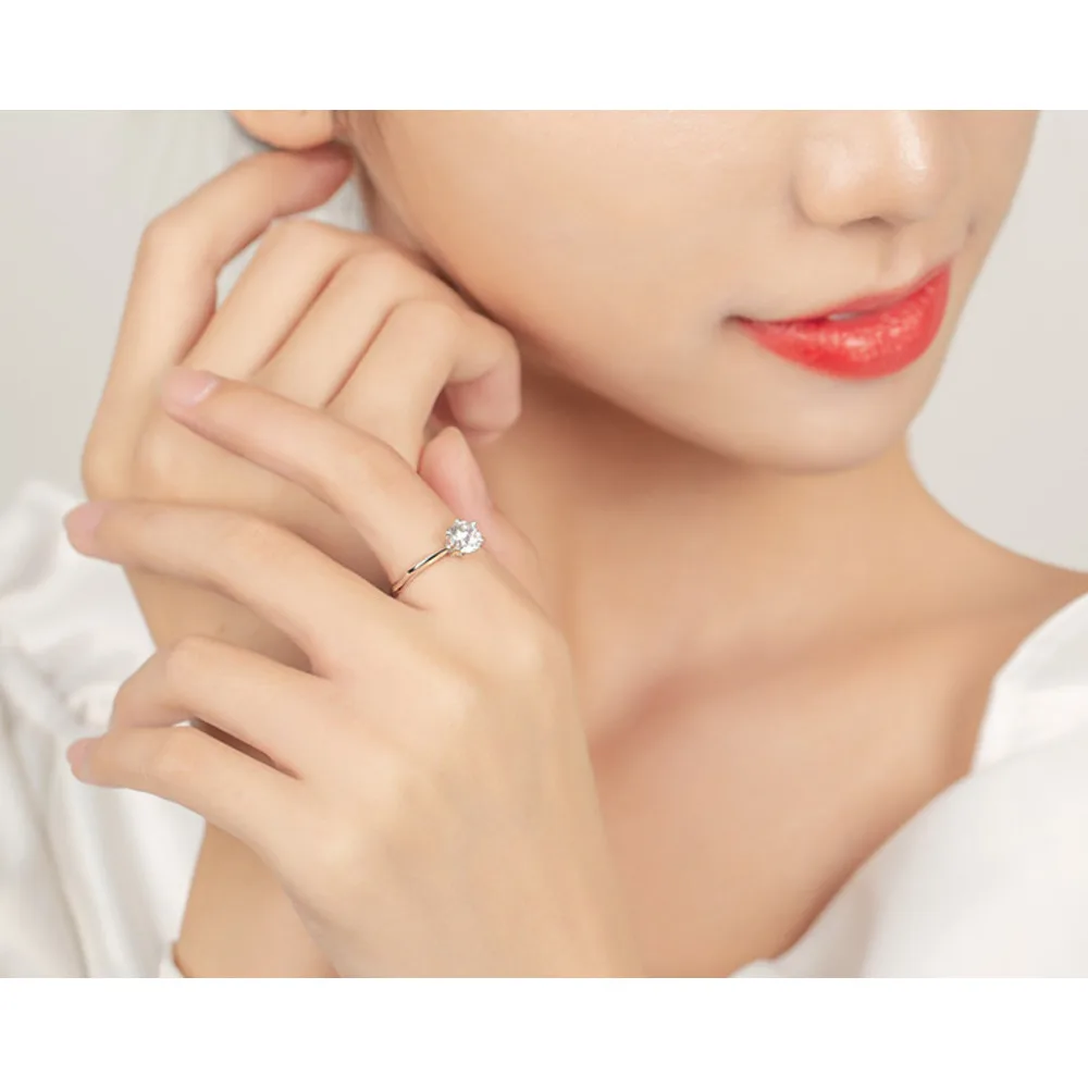 Wanying Six Claw Diamond S Pure Silver Gift Wedding Ring Light Luxury Simple Fashion Jewelry_voghion.com