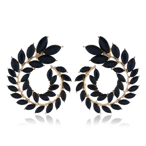Leaf Zircon Rhinestone Earrings