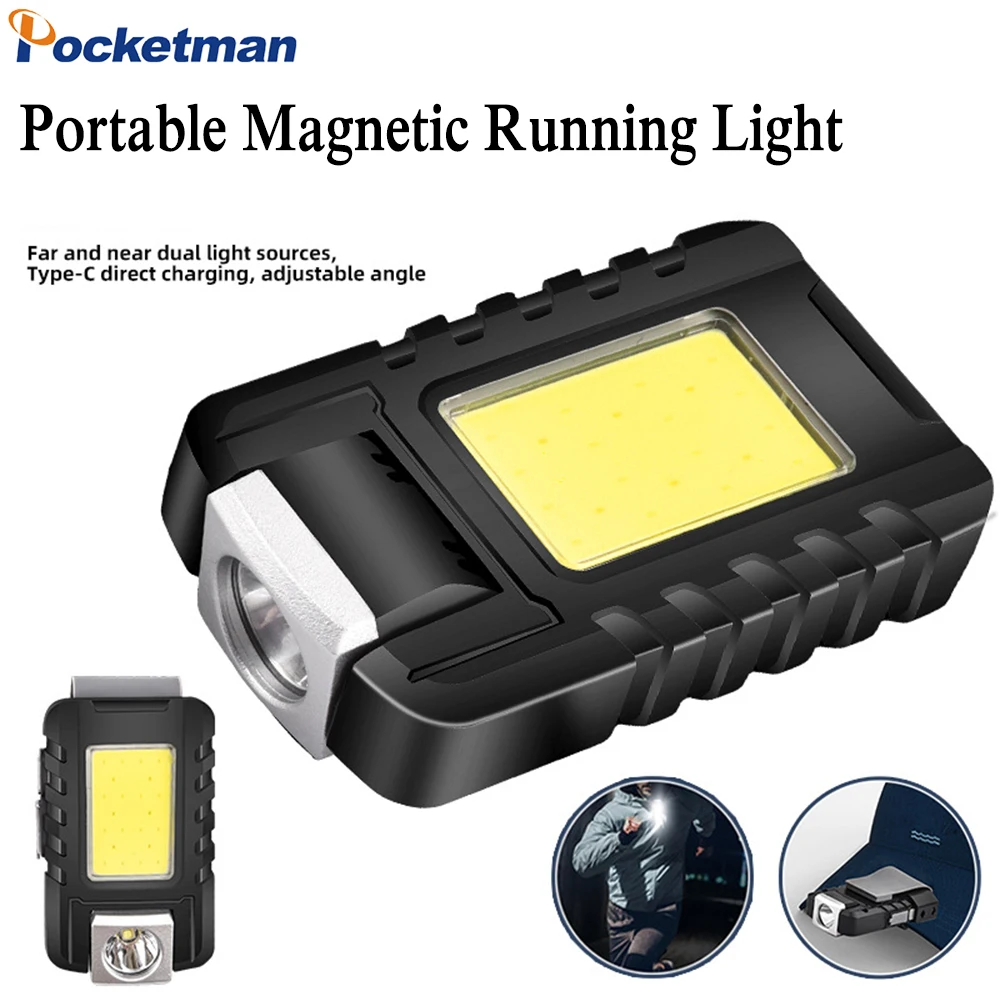 

Outdoor Sports Night Running Safety Warning Light Flashlight Portable Hat Clip Light Headlamp USB Emergency Light COB Work Light