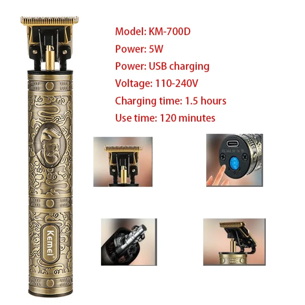 Aparador De Cabelo, Retro Buddha Cordless Borda Elétrica Máquina De Corte