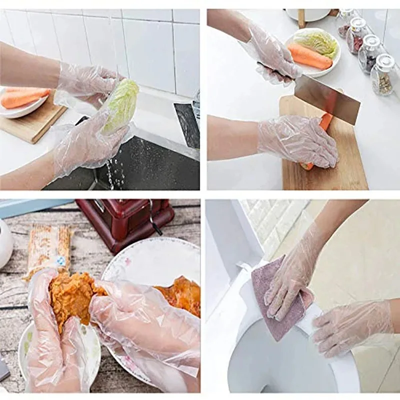 Disposable Gloves Clear Transparent Plastic Latex Free Food Prep Safe for Cooking Cleaning BBQ Kitchen