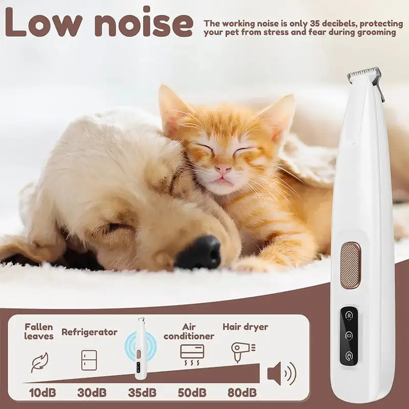Pet Dog Electric Groomer Trimmer with LED Light Waterproof Pet Foot Hair Trimmer Low Noise Cat Dog Face Foot Ear Hip Paw Shaver pets foot trimmer
