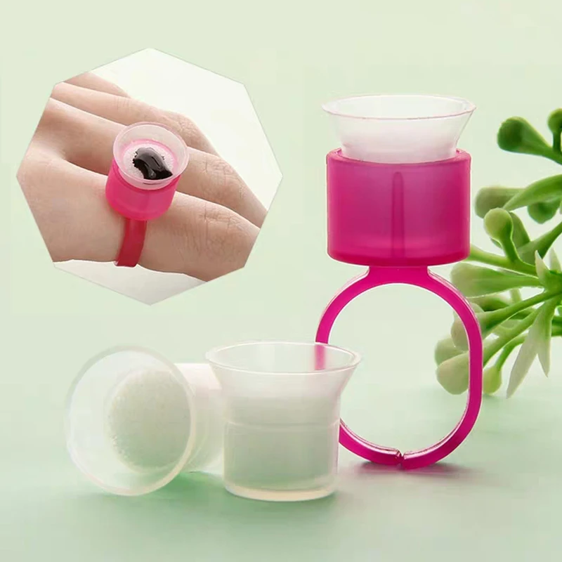 

50-Pack Disposable Tattoo Finger Cup Detachable Accessories Hold Ink Pigment Sponge Plastic Emulsion Color Cup Tattoo Tools