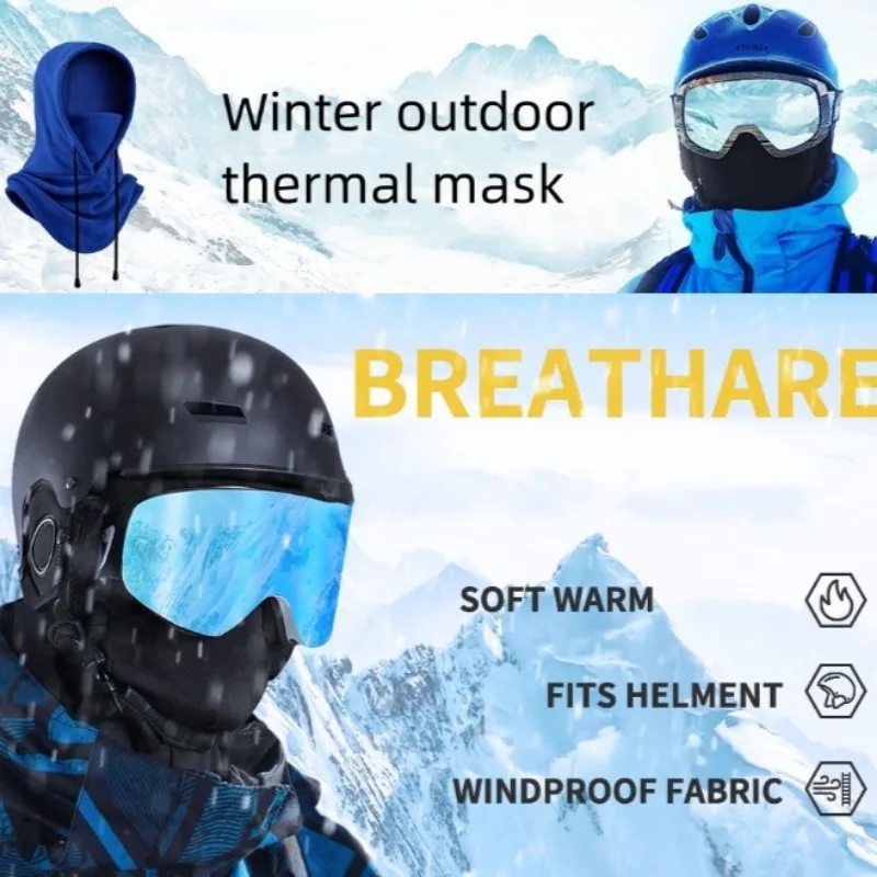 Winter Thermal Fleece Hat Hooded Outdoor Windproof Skiing Sport Neck Warmer Balaclava Cycling Face Mask